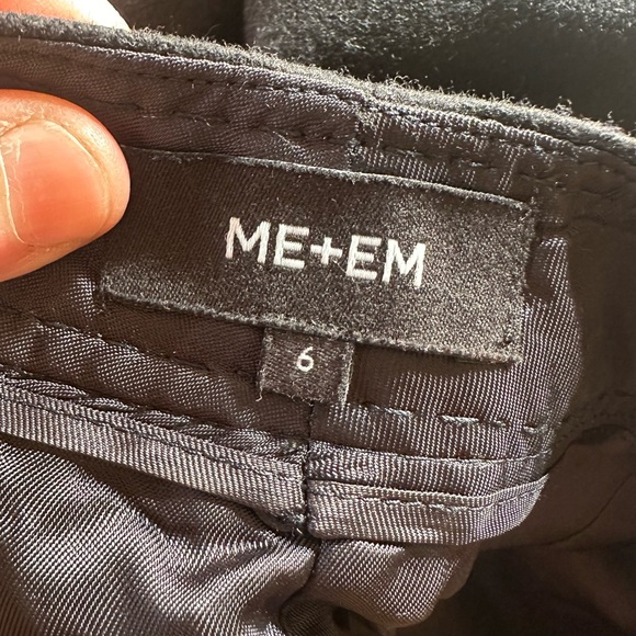 Me+EM Designer Black Wool Wide Leg Crop Pants High waisted Woman's 6 Polished - Picture 7 of 7